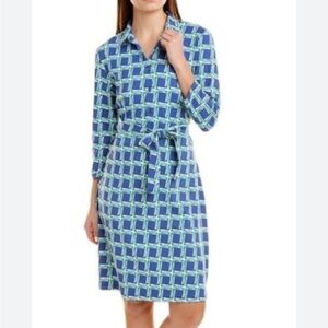 J.Mclaughlin Calla Collared Button Front Belted Shirtdress, Womens, M, Navy